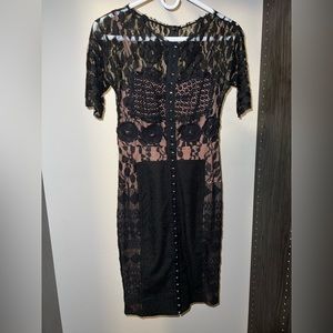 Leguile Byron Lars black lace dress size 2 Petite